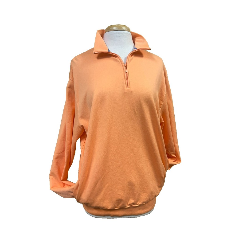 Polo Golf Ralph Lauren 1/4 Zip Sweatshirt Orange Cotton Zip Pockets Rib Bands, L